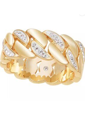 Gold Crystal Link Ring | 18K Gold Plated Statement Ring for Women